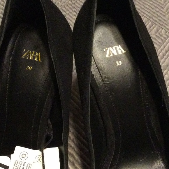Zara size 8 black leather 4” heels - Picture 6 of 9
